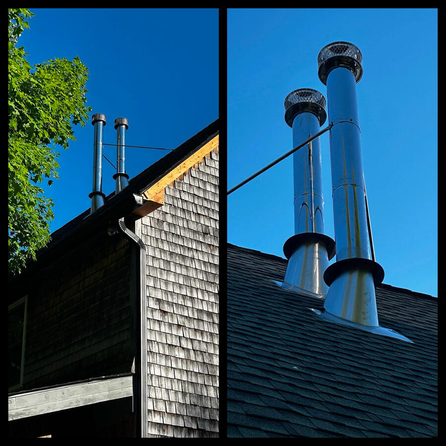 Chimney Demo and Removal, Installed Two Class-A Stainless Steel Chimneys